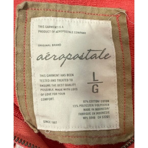 Aeropostale Logo Full Zip Up Hooded Sweatshirt Large Pink Pockets - Picture 10 of 10